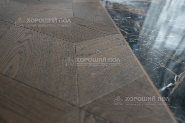 Мозаичный паркет COSWICK Дуб Корица (Cinnamon) Таинственный лес (Dark Wood collection) Масло шелковое ультраматовое Селект энд Бэттер Шереметьевский ромб 1193-1565-10