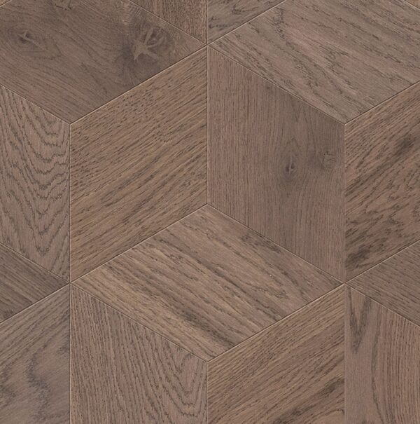 Мозаичный паркет COSWICK Дуб Серый шпинель рустикальный (Spinel Grey Rustic) Оттенки серого (Grеy Shadow collection) Масло шелковое ультраматовое 1 Коммон Шереметьевский ромб 1197-3867-20