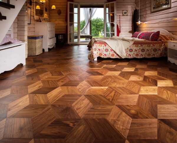 Мозаичный паркет COSWICK Орех Американский Натуральный (Natural) Американский орех (American Walnut collection) Масло шелковое Селект энд Бэттер Шереметьевский ромб 1397-1201-30
